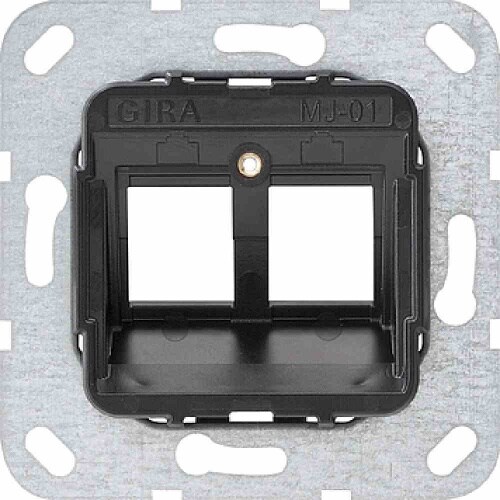 Tragring Zentralplatte, Modular-Jack, 2f, schwarz, ohne Beschriftungsfeld, 560100