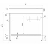 thumbnail of Romux® Évier en Acier Inoxydable pour Lave-Vaisselle avec 1 Cuve et Égouttoir à Gauche 1400x700x900 mm Démontable | Plonge Inox Professionnelle