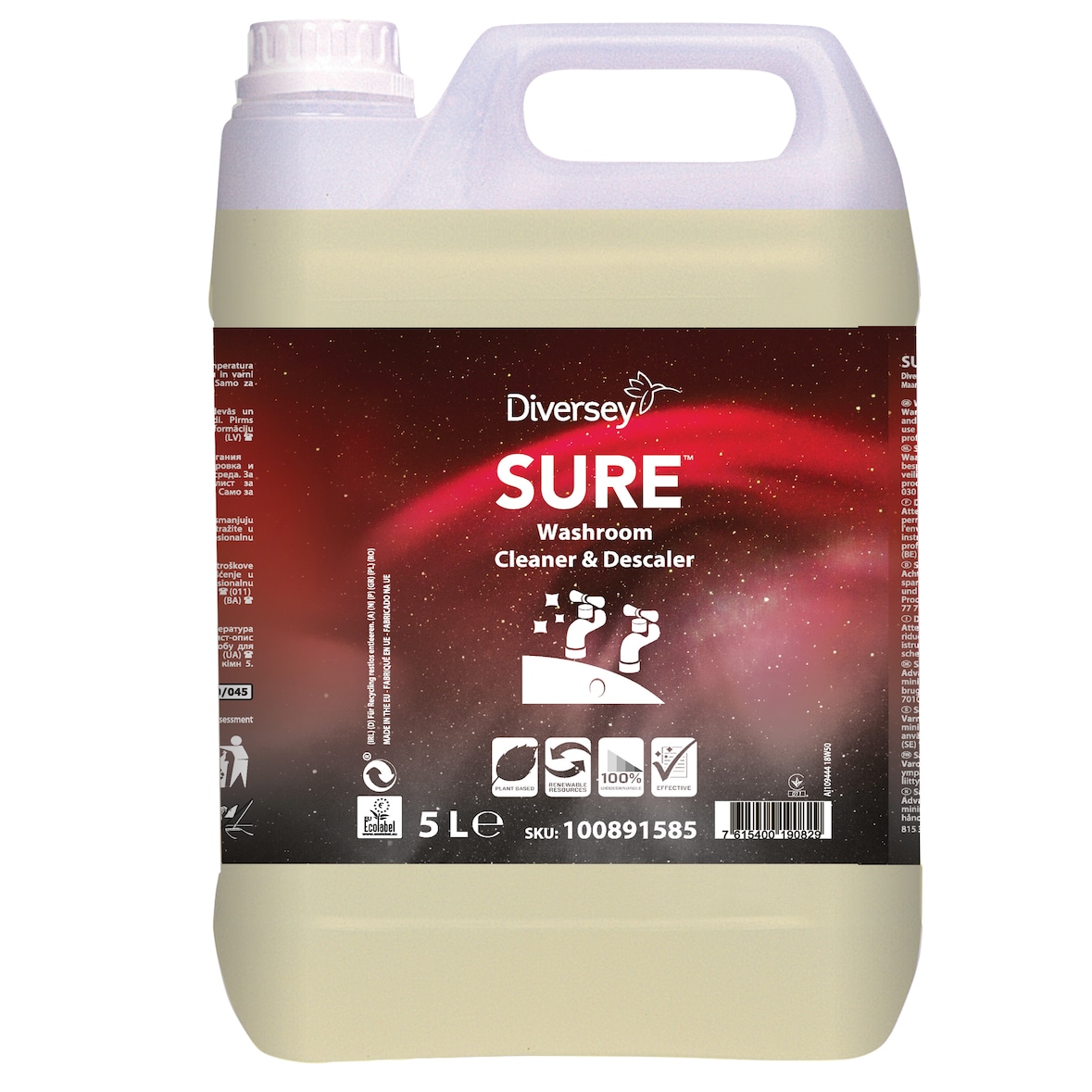 SURE | Washroom Cleaner & Descaler - Detergente desincrustante para limpieza de baños - 1 L