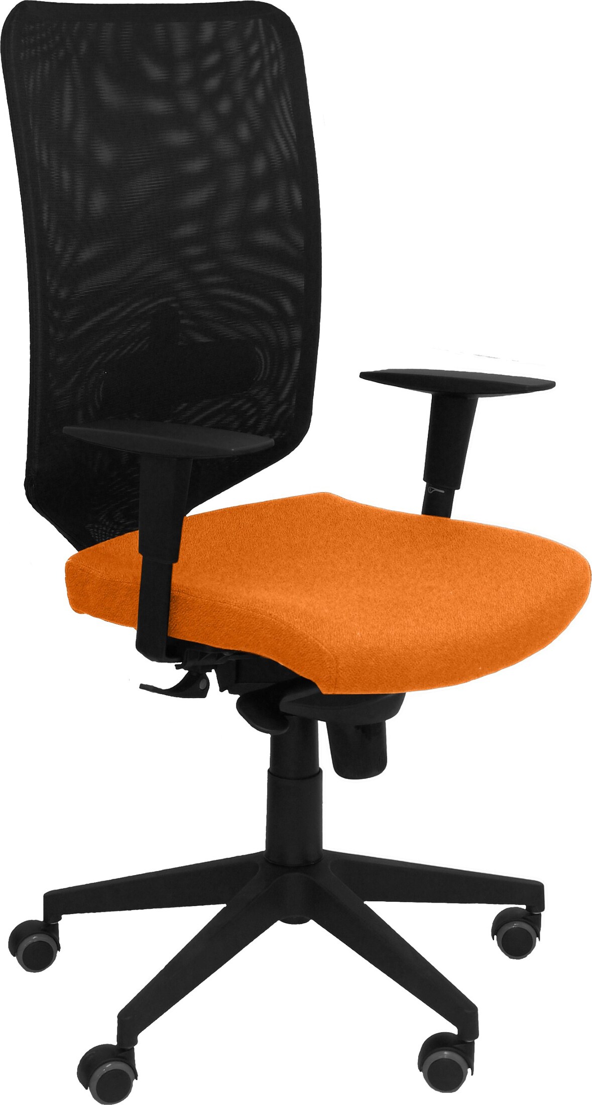 Ossa Negra Silla  y  Respaldo de malla en color negro y asiento tapizado en tejido BALI color naranja