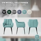 thumbnail of ML-Design – Esszimmerstühle 6er Set – Petrol Frotteestoff | dick gepolstert, Armlehnen, Metallbeine, ergonomischer Loungesessel
