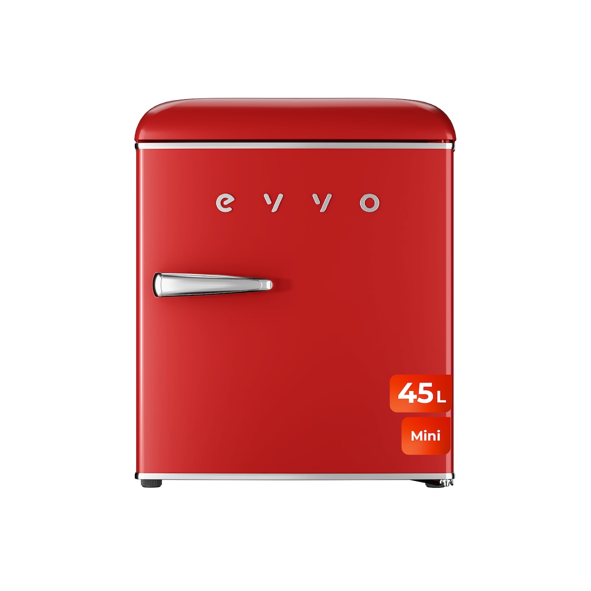 EVVO Frigorífico Mini F20 Retro Rojo, 45 litros, diseño vintage, bajo consumo, silencioso