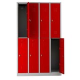 thumbnail of PROREGAL Garderobenspind Camel | 8-Fächer| HxBxT 195x117x50 cm | Vorhängeschloss | Grau-Rot