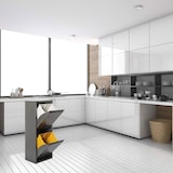 thumbnail of WellHome - Cubo de basura y reciclaje Metálico de 2 compartimentos de 34L (2x17L) en color Gris brillo - 33,5x25x92cm