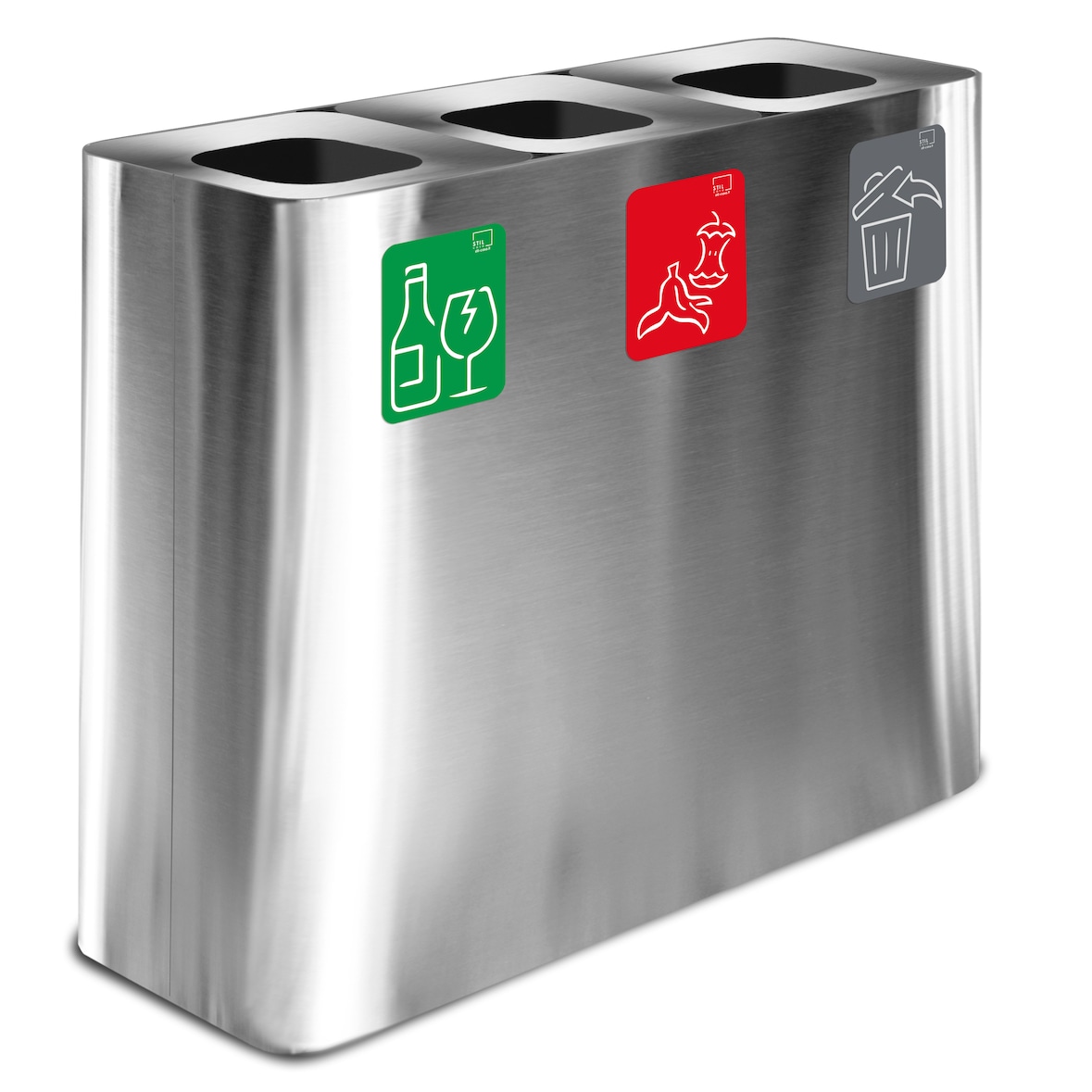 Stil Casa PURE système de collecte des déchets, acier inoxydable, 90x30xh. 80 cm, 180 litres, couverture effet satinée, satinée.