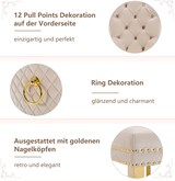 thumbnail of Esszimmerstuhl Samt Beige 95x51x66 cm mit Türklopfer Rücken, Nagelkopfbesatz, vergoldeten Edelstahlbeinen, verstellbaren Füßen, elegant