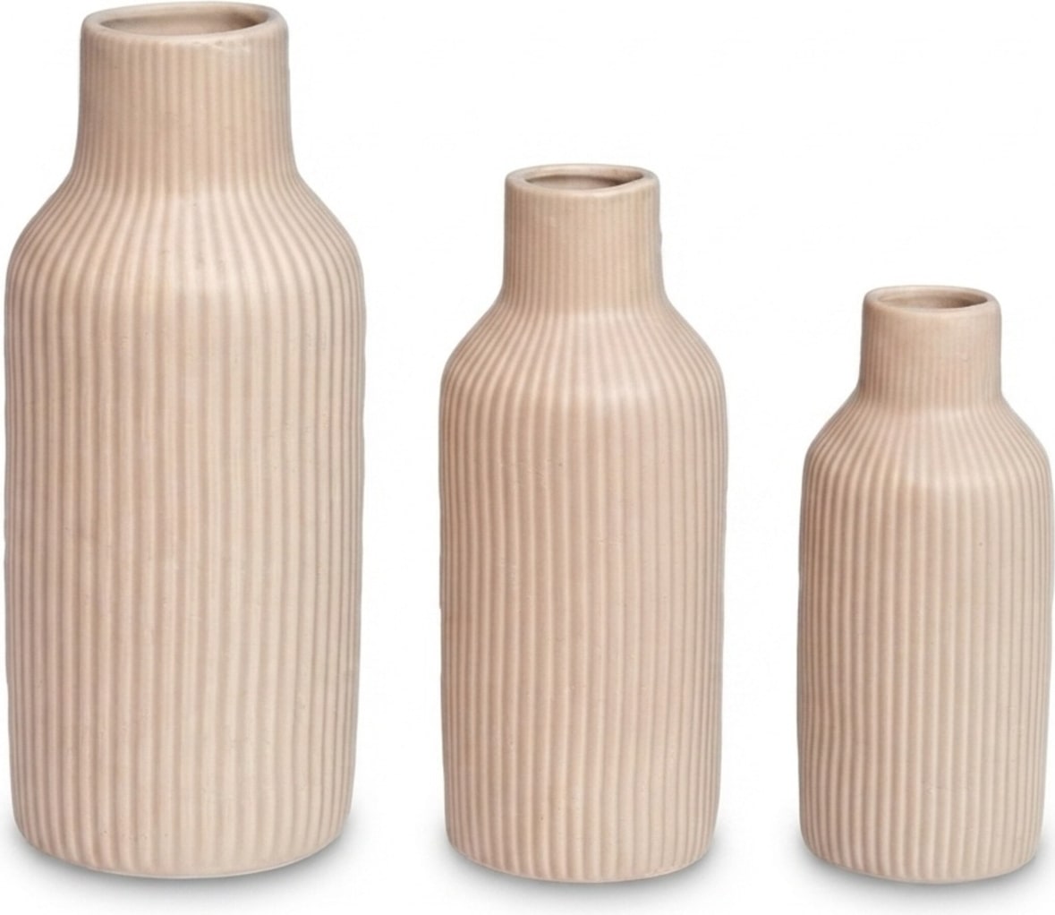 Relaxdays Vasen 3er Set, Blumenvasen, 3 versch. Größen, Frisch- & Trockenblumen, Dekovase aus Keramik, Tischdeko, beige