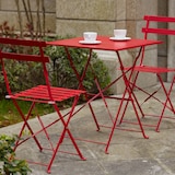 thumbnail of Table de jardin pliante bistrot en acier rouge - Oviala