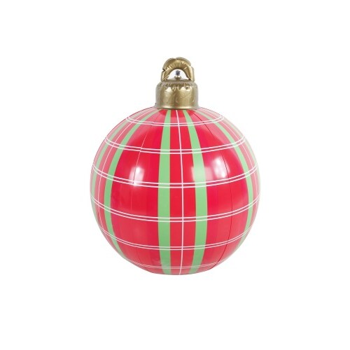 Aufblasbare Weihnachtskugel Ø60 cm Karo-Rot Christbaumkugel Outdoor Party Weihnachtsdeko : Karo-Rot