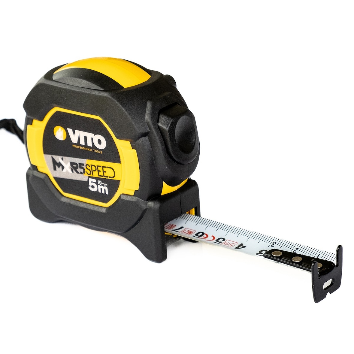 Fita Métrica Retrátil ABS Autoblocante 5M com Reforços de Alta Resistência Gancho de Correia VITO