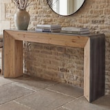 thumbnail of Consolle HWC-L76, tavolino per telefono, legno massiccio industriale MVG, 80x120x40cm naturale con aspetto metallico