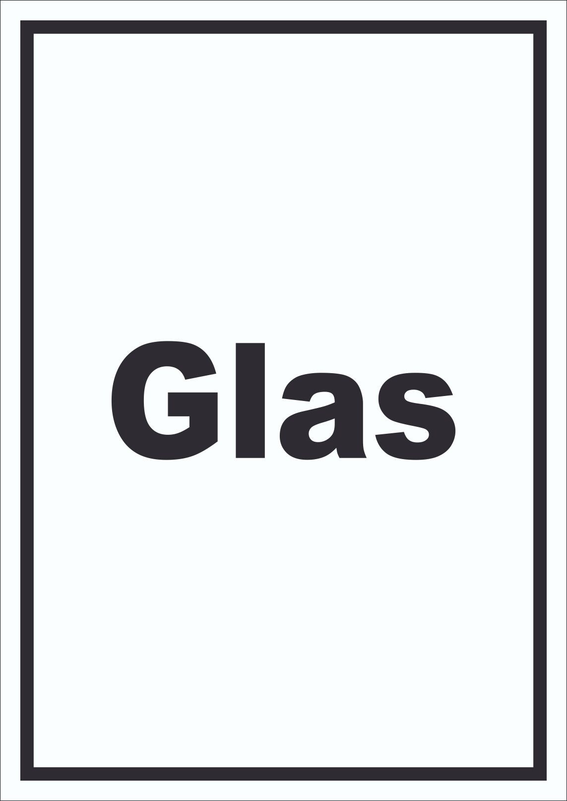 Glas Mülltrennung Schild mit Text hochkant A3 Rückseite selbstklebend