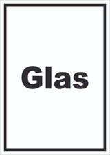 thumbnail of Glas Mülltrennung Schild mit Text hochkant A3 Rückseite selbstklebend