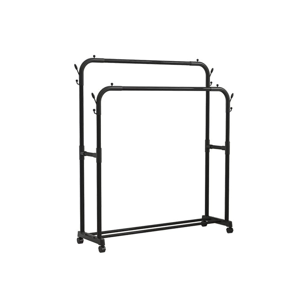 Perchero de Doble Barra, Burro de Ropa con colgador y 4 Ruedas 145x96x46cm COSHANO