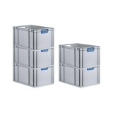 thumbnail of PROREGAL SuperSparSet 3x Eurobox NextGen Color, HxBxT 32x40x60cm, 65 Liter, Griffe blau offen, Grau, Eurobehälter, Box, Transportbehälter