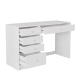 thumbnail of Schreibtisch 120x45x74 cm, Kinderschreibtisch/Computertisch in Weiß mit rosa Keramikgriffen, 5 Aufbewahrungsschubläden