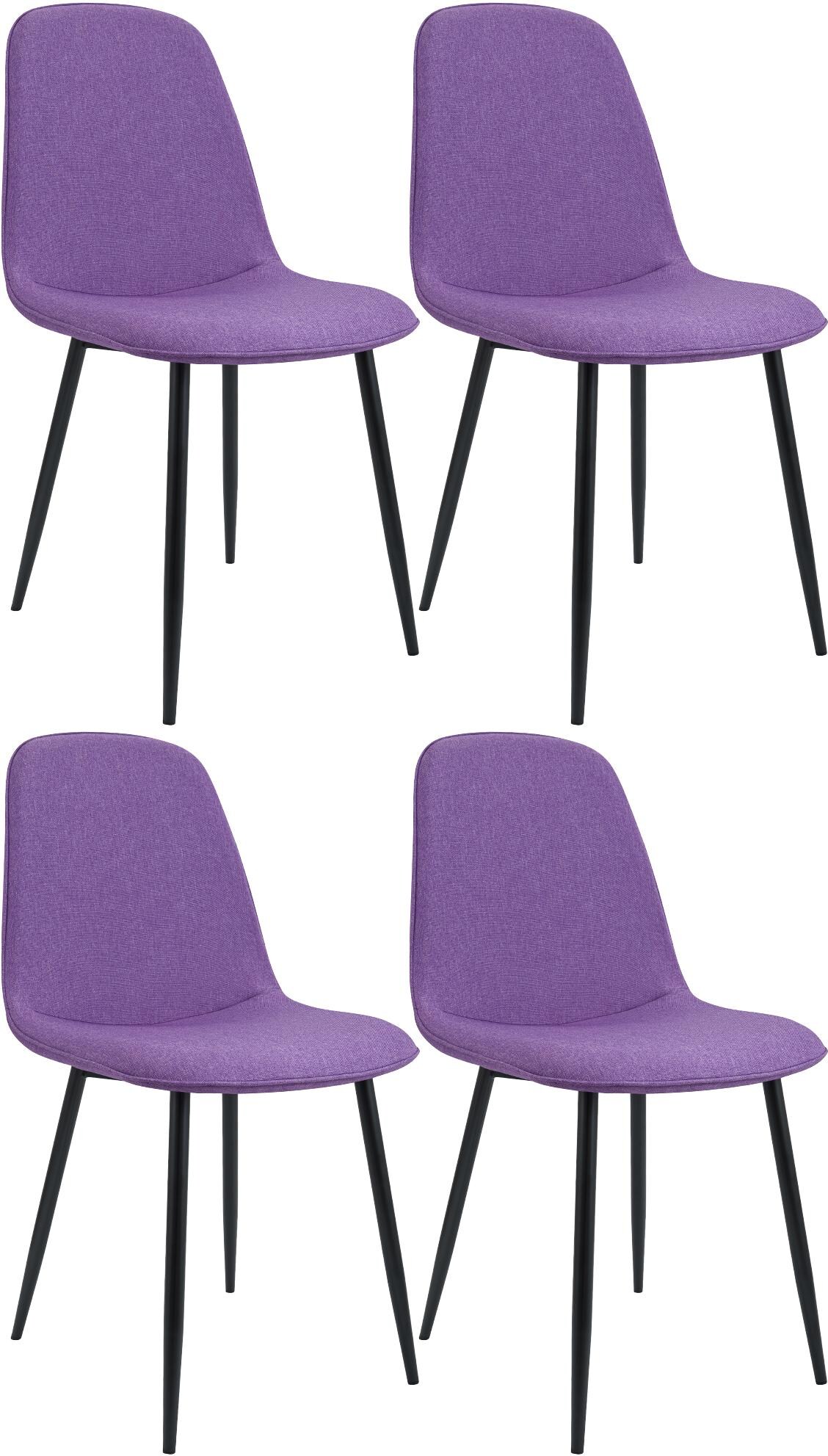 CHEFGASTRO 4er Set Esszimmerstuhl MEXICO CITY Stoff HxBxT 88x45x54cm Lila Küchenstuhl