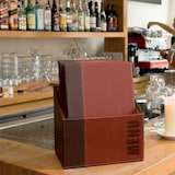 thumbnail of Securit® Menühalter im trendigen Lederstil, Box mit 20 Stück (je 1 Doppelinsert, zeigt 4xA4)