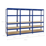 thumbnail of PROREGAL 3x Schwerlastregal Tiger | HxBxT 180x90x60 cm | Fachlast 265kg | Blau | Stecksystem Lagerregal Regalsystem 3 Stk.
