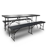 thumbnail of Rijoka Inklapbare Picknicktafel – Houtlook Design – Klaptafel met 2 Klapbanken – Biertafel 6 tot 8 personen – Draagkracht 150kg - Taupe