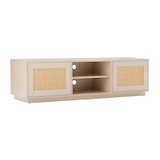 thumbnail of TV-Schrank aus Holz mit 2 Rattantüren, 160 cm breit, cremefarben