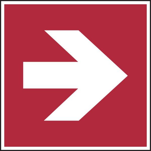 Brandschutzzeichen, Richtungspfeil gerade - ASR A1.3 (DIN EN ISO 7010) - 150x150 mm Folie selbstklebend, nachleuchtend
