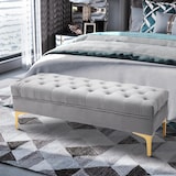 thumbnail of Banco Pie de Cama Taburete Pie de Cama con Asiento Acolchado y Patas Metálicas Banqueta de Dormitorio para Entrada Pasillo Carga 120 kg 118x45x42 cm