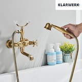 thumbnail of Ajax | Vintage badkraan in messing douche | Douchearmatuur retro look antieke complete set inclusief handdouche mengkraan badthermostaat