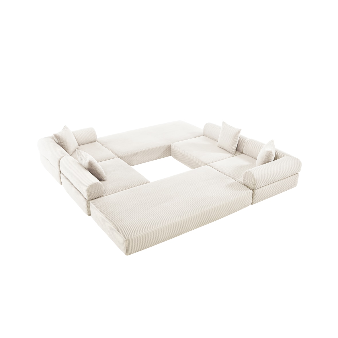 Modulares Familiensofa 270x180x90 Beige mit Stauraum, Flexibel Umwandelbar zum Schlafsofa, Modernes Design für Ihr Zuhause
