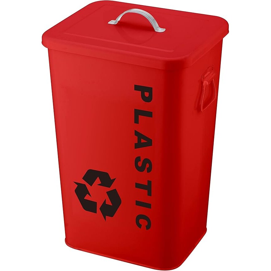Bidone plastic in acciaio capacità 26 lt rosso