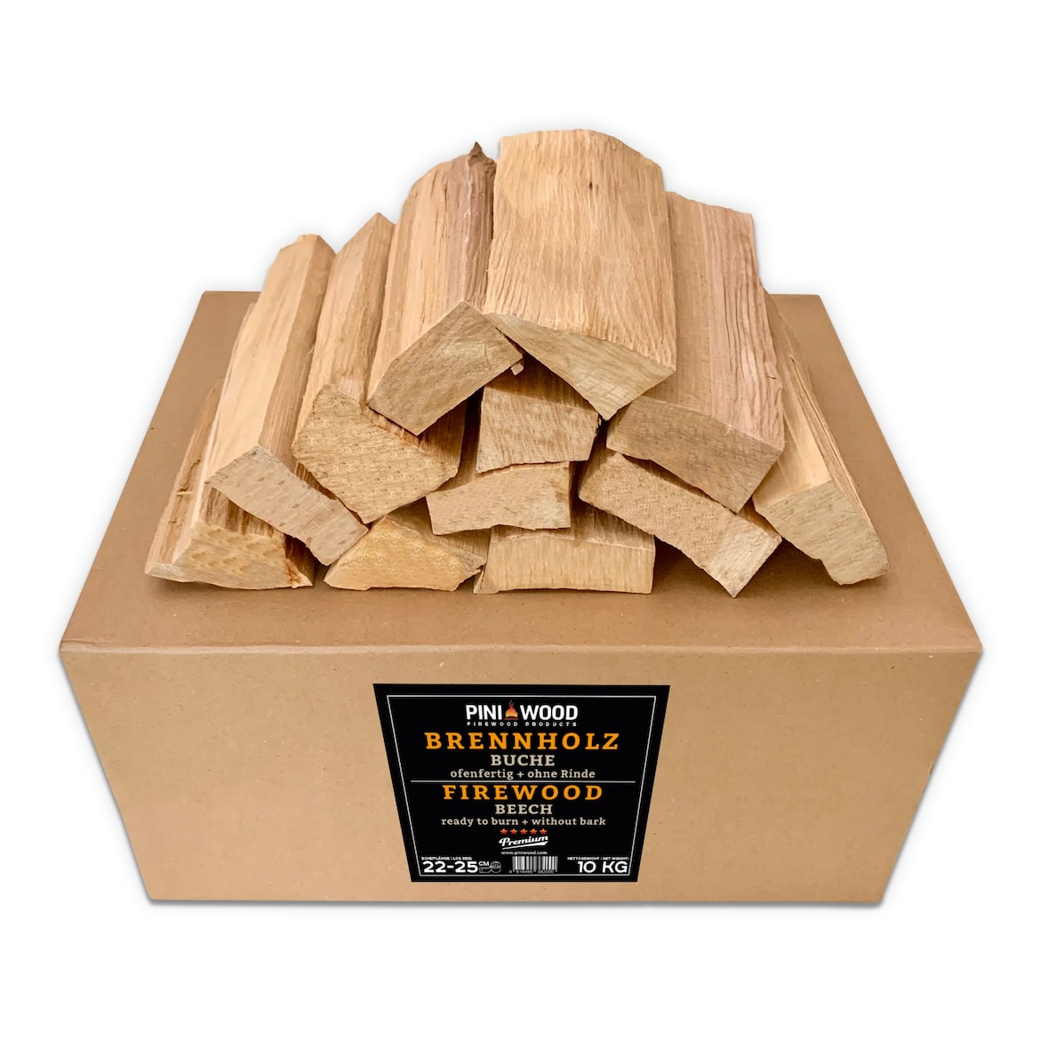 PINI Grillholz OHNE RINDE Buche 10 Kg Brennholz 20-25 cm für Pizzaofen Grill Smoker Kamin Feuerschale
