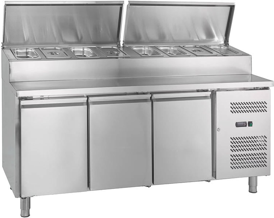 GastroHero Belegstation ECO 3000 8x GN 1/3 Saladette Kühltisch 417 Liter Edelstahl Umluftkühlung R290 1795 mm