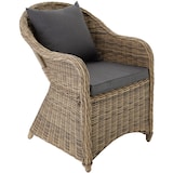 thumbnail of tectake Conjunto de 4 cadeiras de jardim em rattan e alumínio + 2 almofadas  Natural