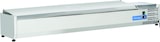 thumbnail of Edelstahl-Kühlvitrine für 8 GN1/4 Tabletts. Abmessungen 180x33,5x28,1h cm. Temperatur +2°C/+8°C. Kühlkopf VRX 18/33S/S