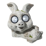 thumbnail of Gartenfigur groß Schwein 2 LEDs Solar Steinoptik Keramik H 26 cm