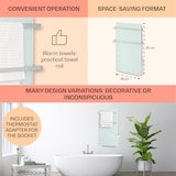 thumbnail of Hot Spot Crystal Flow Badheizer 45x82cm 36m² 2000W 5-40°C LED Verspiegeltes Glas