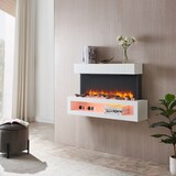 thumbnail of BALDERIA Nikos Elektrokamin, Elektrischer Wandkamin, LED Flammeneffekt, Heizung, Weiß