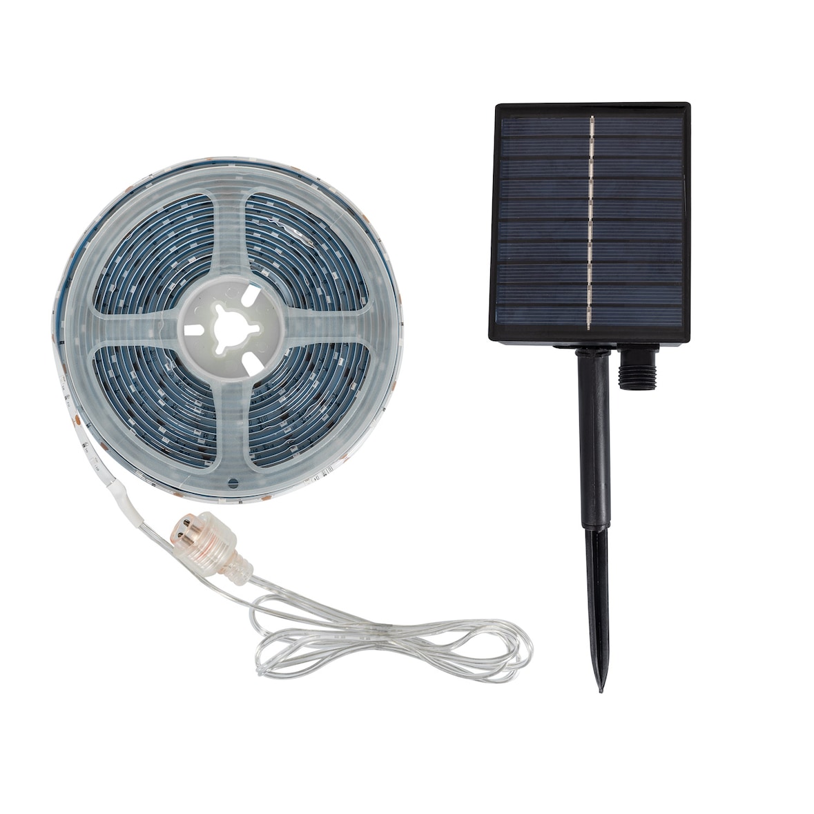 Ledkia Tira LED Exterior Solar 3.7V DC 30LED/m 5m IP65 Ancho 8mm Corte cada 3cm 4000K Blanco Neutro