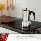 thumbnail of MAGEFESA PRISMA Cafetera Italiana de 10 Tazas o 500 ml Fabricada en Acero Inoxidable, Apta en Placa de Inducción, Diseño Bombeado y Asa de Baquelita