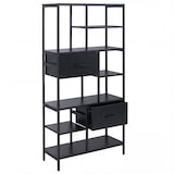 thumbnail of Regal HWC-P11, Regalschrank Bücherregal Standregal, Schubladen Industrial MDF Metall Melamin 150x81x33cm ~ schwarz