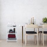 thumbnail of Relaxdays Servierwagen Bambus, 3 Ablagen, 360° drehbare Rollen, Edelstahl-Stangen, Küchenwagen, HBT: 76,5x46x38 cm, weiß