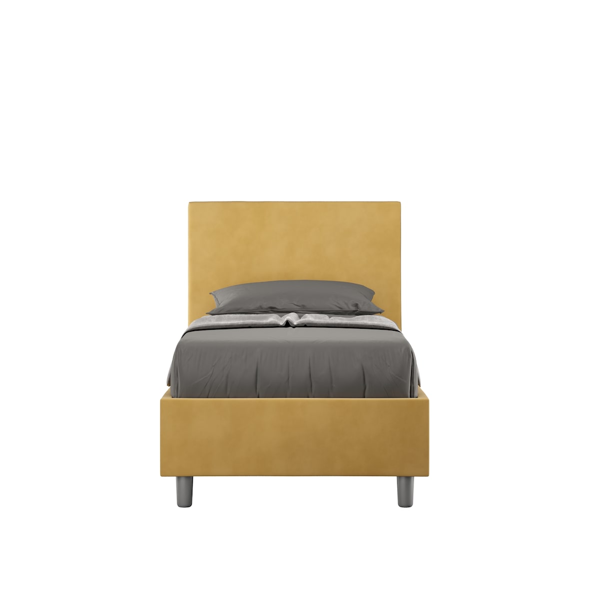 Letto Singolo con rete imbottito 90x200 microfibra ocra Adele