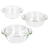 thumbnail of 3tlg Set Brat- & Backform 0,7L 1L 1,5L Deckel Auflaufform rund Gratin Glas