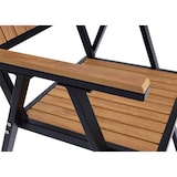 thumbnail of Set di 2 sedie da giardino HWC-J95, sedia da balcone Sedia, rivestimento per esterni, aspetto legno alluminio ~ struttura nera, teak
