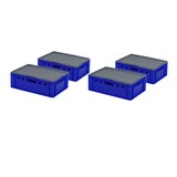 thumbnail of 4 Stück blaue E2 Kisten 600x400x200 mm Fleischkasten Lagerkiste Metzgerkiste mit 4 grauen Deckeln