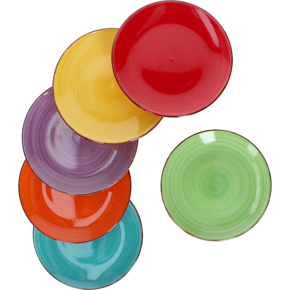 6er Set Dessert- Kuchenteller Uni Bunt