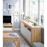 thumbnail of Dmora Credenza Thornton, Madia moderna a 3 ante, Buffet da soggiorno con scomparti, Madia da salotto, 144x42h87 cm, Rovere nodi e Bianco