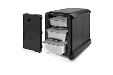 METRO PROFESSIONAL Caixa térmica GN 1/1 Porter 480 com abertura frontal, 65 x 50 x 61 cm, polipropileno, 83 L, preto