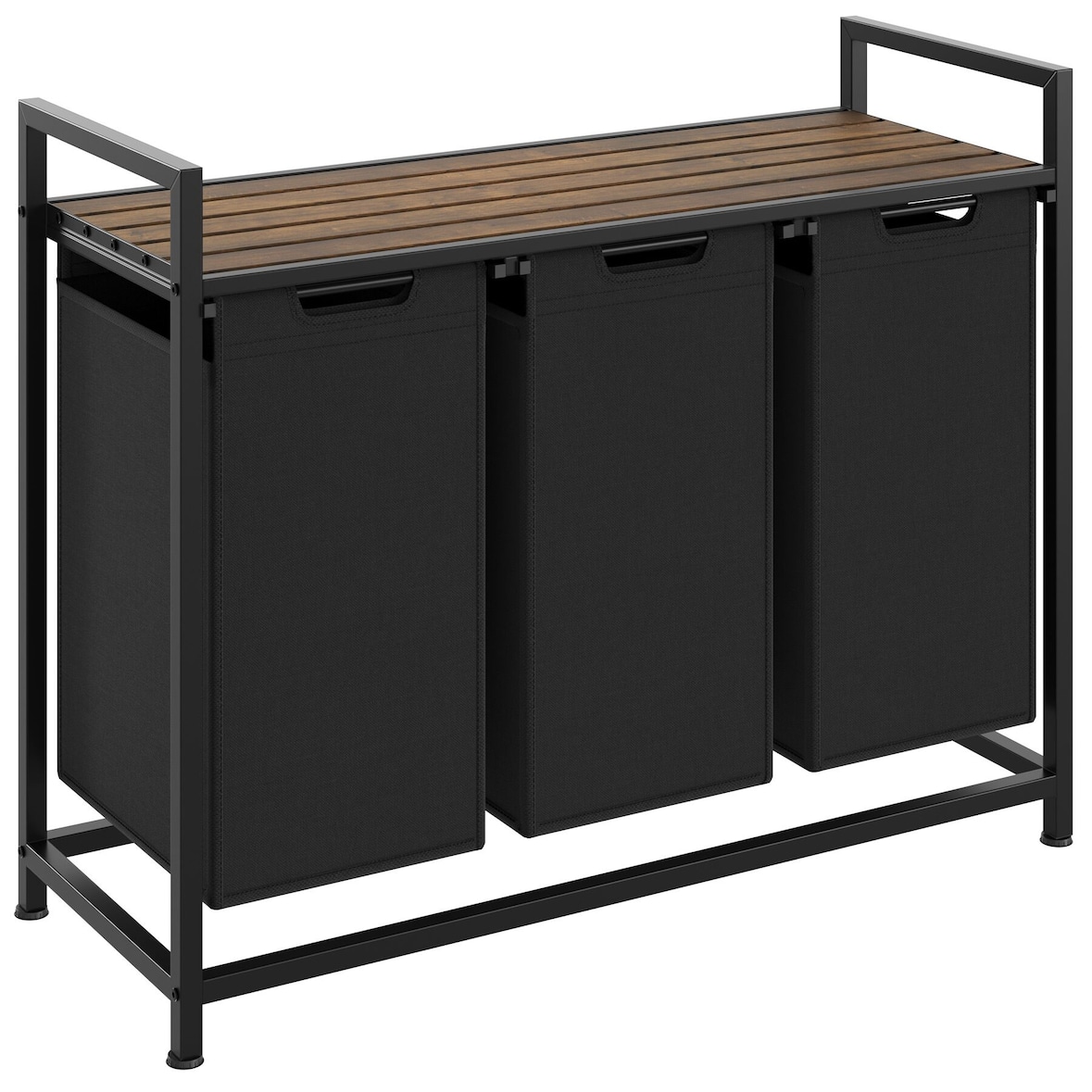 tectake Cesto para ropa sucia con estante, estilo industrial - 34 x 93,5 x 72 cm negro/marrón