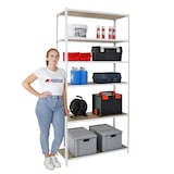 thumbnail of PROREGAL Étagère charge lourde GIANT MULI | HxLxP 250x80x50cm | 200kg par niveau | Blanc | Étagère robuste de Garage